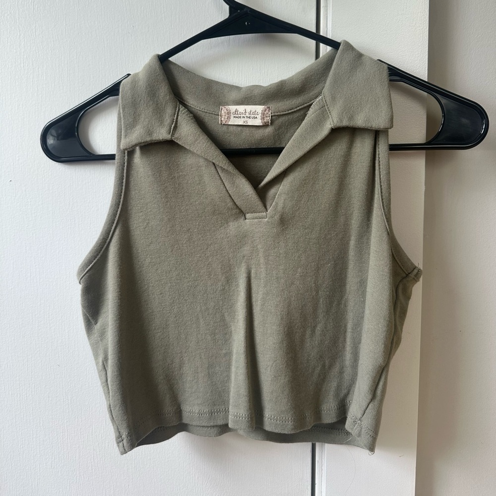 Altar'd State olive green collared top